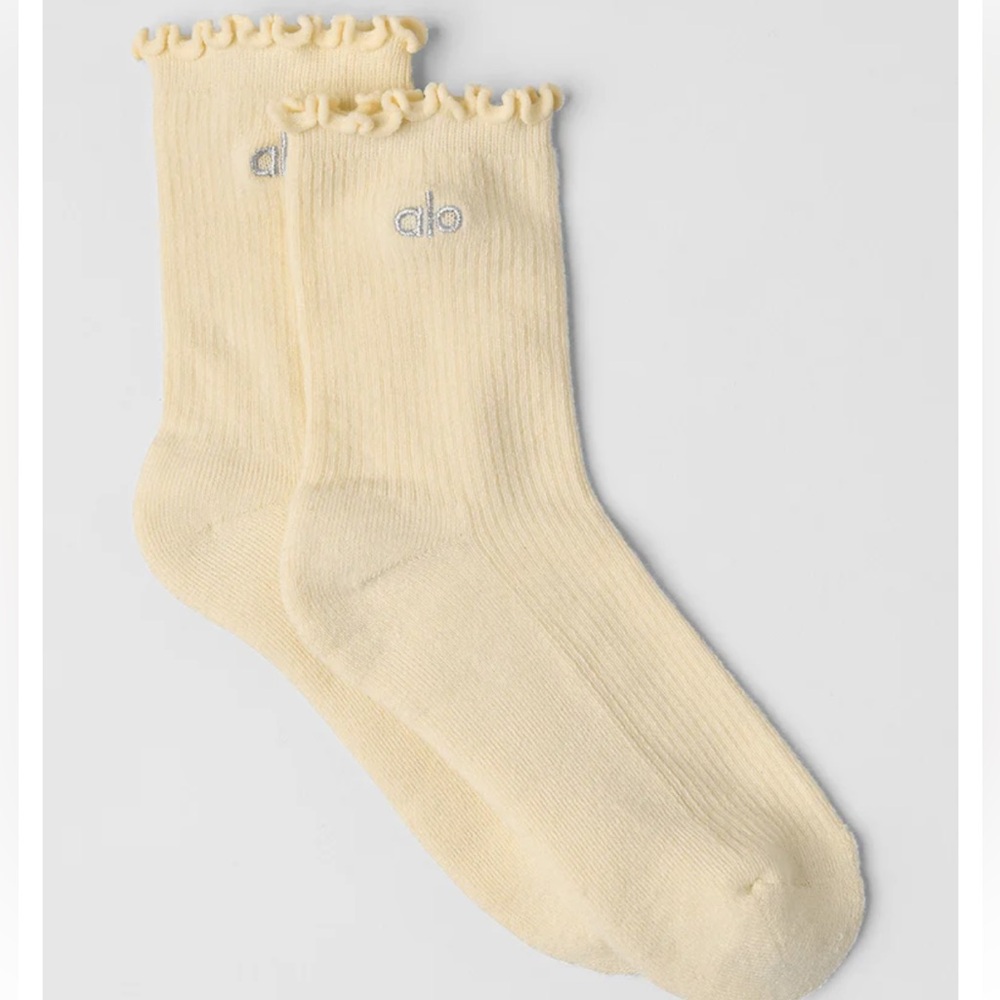 alo womens lettuce edge sock - lemon ice